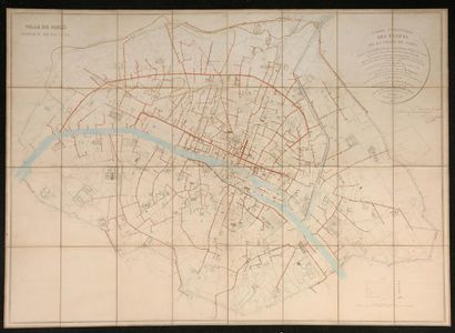 null ACHIN. Carte statistique des égouts de la ville de Paris. Gravée par Dormier....