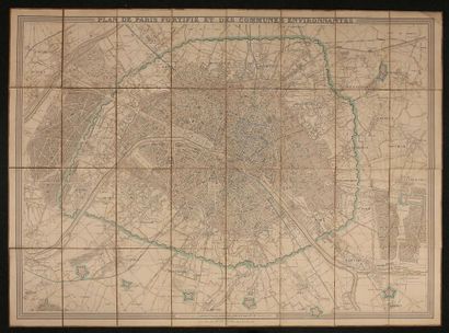 null Plan de Paris fortifié et des communes environnantes. Gravé par P. Rousset....