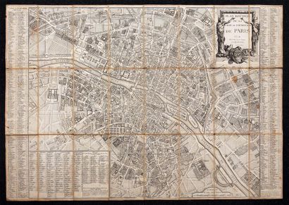null Plan routier de la ville et faubourg de Paris. À Paris, chés Lattré, 1774. Plan...