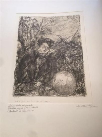 null Luc Albert MOREAU (1882-1948).
Etude pour un hommage à Rimbaud.
Lithographie...