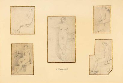 null attribué à Hippolyte FLANDRIN (1809-1864).
Cinq études de nus.
Cinq dessins...