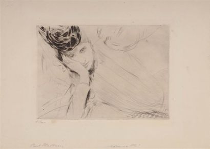 null Paul César HELLEU (1859-1927)
Madame Helleu.
Pointe sèche, épreuve signée en...