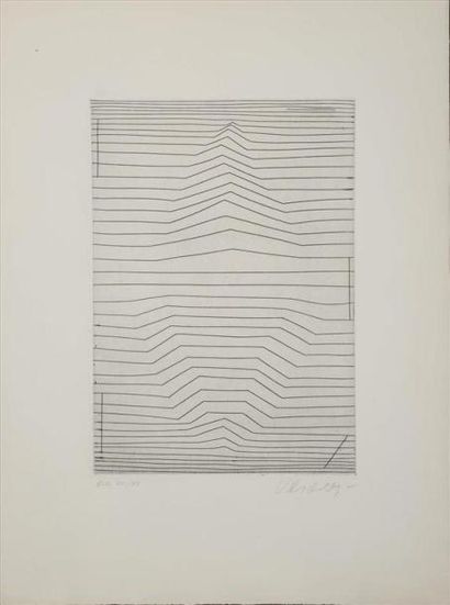 null Victor VASARELY (1906-1997). 3 sérigraphies.
- [Rond bleu et formes géométriques...