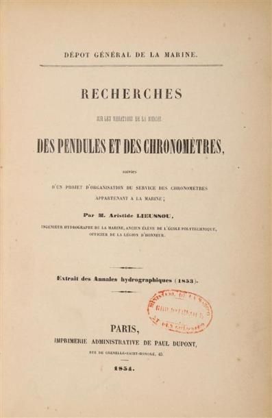 null [Marine]. LIEUSSOU (Aristide). Recherches sur les variations de la marche des...