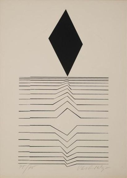 null Victor VASARELY (1906-1997). 5 sérigraphies en relief. 
- [Ronds noirs et ronds]....