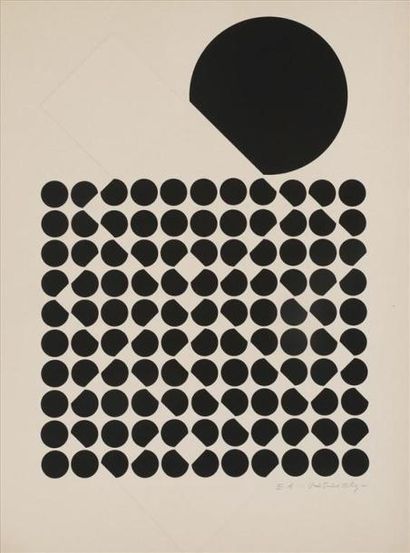 null Victor VASARELY (1906-1997). 5 sérigraphies en relief. 
- [Ronds noirs et ronds]....
