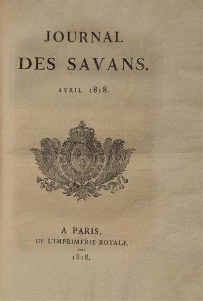 null Journal des savans. Paris, Imprimerie Royale, 1818-1829. 14 vol. in-4, demi-basane...