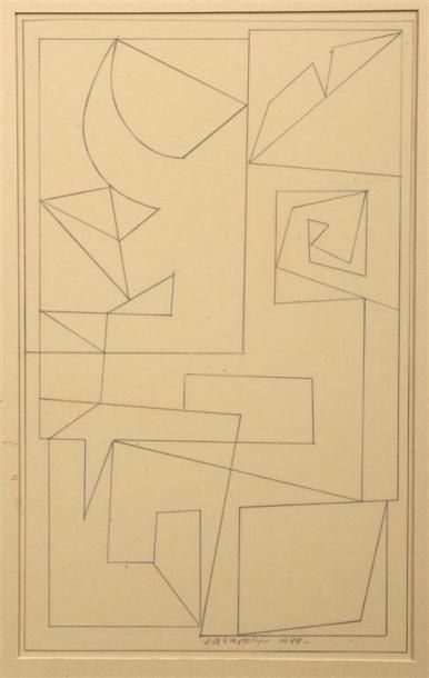null Victor VASARELY (1906-1997).
[Formes géométriques], 1949.
Crayon noir sur calque,...