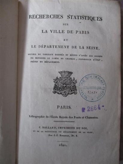 null VENDU SUR DESIGNATION /// 
[Statistiques] [Paris]. CHABROL DE VOLVIC (Gilbert...