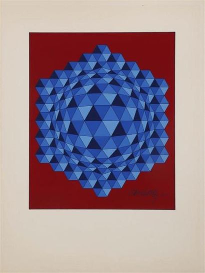 null Victor VASARELY (1906-1997).
[Sphère rouge fond bleu] & [Sphère bleu fond rouge].
6...
