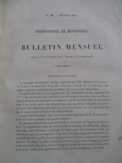 null VENDU SUR DESIGNATION /// 
MARIÉ-DAVY (Hippolyte). Bulletin mensuel de l'Observatoire...