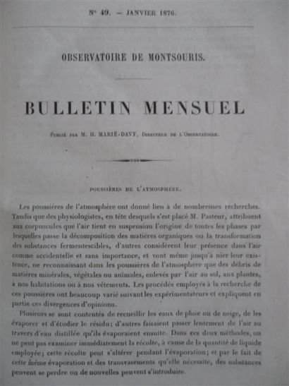 null VENDU SUR DESIGNATION /// 
MARIÉ-DAVY (Hippolyte). Bulletin mensuel de l'Observatoire...