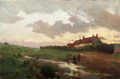 null Louis Robert CARRIER-BELLEUSE (Paris 1848-1913).
Paysage.
Sur sa toile d'origine....