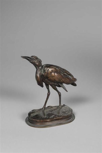 null Alexandre LEONARD (1821-1877).
Héron.
Épreuve en bronze à patine brune, signée.
H...