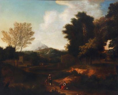 null École FRANCAISE vers 1700, suiveur de Gaspard DUGHET.
Paysages classiques animés...