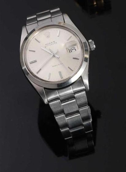 null ROLEX. Oysterdate precision. 
Montre-bracelet d'homme en acier, cadran à fond...