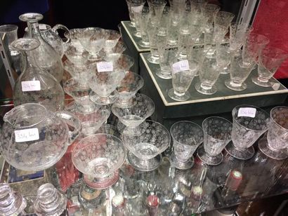 null BACCARAT
Suite à motif de fleurettes de 12 verres à liqueur, 2 verres à eau,...