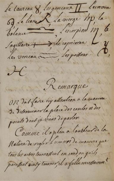 null [Sphère] [Manuscrit]. Traité de la Sphère. S.l., s.n., 1725. In-12, non paginé,...