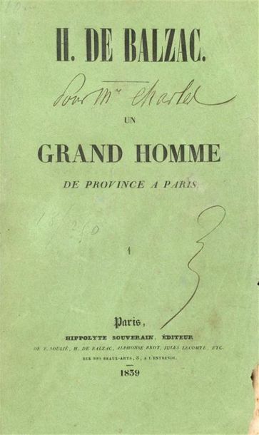 null BALZAC (Honoré de). Un grand homme de province à Paris. Scène de la vie de province....