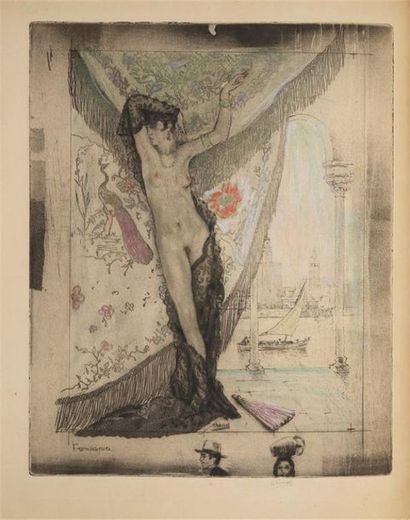 null CHIMOT. LOUS (Pierre). La Femme et le pantin. Paris, Devambez, 1928. In-4, maroquin...