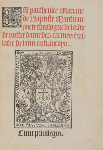 null * [Livre illustré du XVIe siècle]. SPAGNOLI (Battista). La parthenice Mariane...