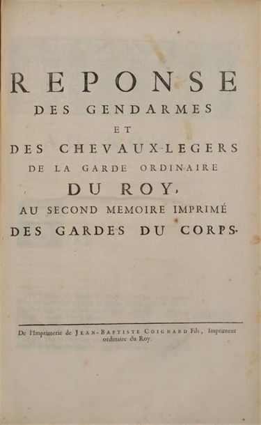 null [Gardes royaux]. Recueil réunissant 5 pièces publiées à Paris en 1724. In-folio,...