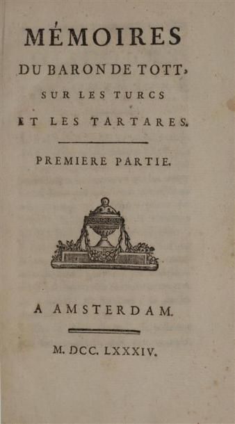 null TOTT (baron de). Mémoires sur les Turcs et les Tartares. Amsterdam, s.n., 1784....