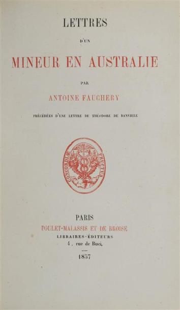 null FAUCHERY (Antoine). Lettres d'un mineur en Australie. Précédées d'une Lettres...