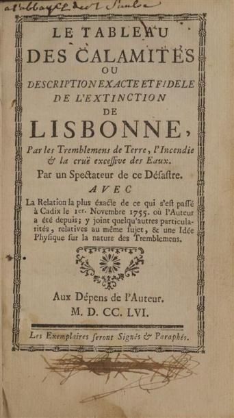 null [RAPIN (G.)]. Le tableau des calamités ou description exacte et fidèle de l'extinction...