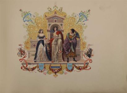 null [VIOLLET LE DUC]. Association des artistes dramatiques. In-4 oblong, basane...