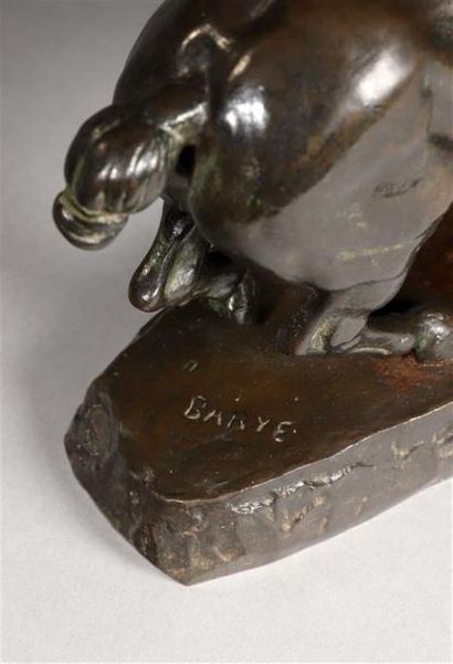 null Antoine-Louis BARYE (1796-1875).
Cheval Percheron.
Bronze patiné, portant :...