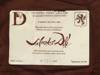 null SALVADOR DALI (1904-1989) (d'après)
Tapisserie mécanique imprimée en laine intitulée...
