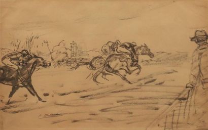 null Pierre-Olivier DUBAUT (1886-1968).
Course de chevaux.
Aquarelle et lavis portant...