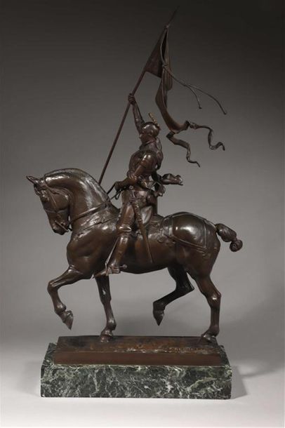 null Emmanuel FREMIET (1824-1910).
Jeanne d'Arc.
Bronze patiné portant " E. Frémiet...