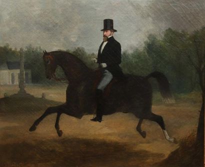 null Charles de LUNA (1812-?).
Portrait présumé du comte de Gramont à cheval, 1856.
Toile...