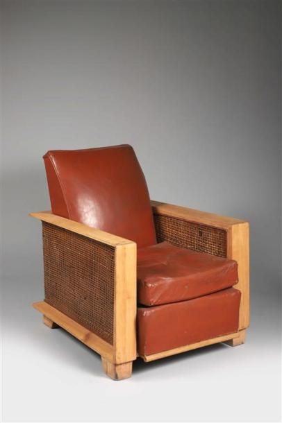  ** MAXIME OLD (1910-1991). Paire de fauteuils modèle " Marhaba " à structure et...