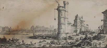 null Jacques CALLOT (1592-1635).
Vue du Louvre - Vue du Pont-Neuf.
Deux grandes Vues...
