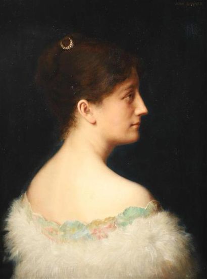 null Jean BENNER (1836-1909).
Portrait de madame Schoen née Marie Schlumberger.
Huile...