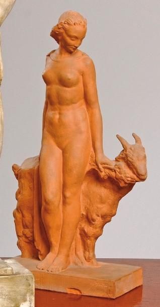 MAURICE SAULO (NÉ EN 1901) Importante sculpture en terre cuite représentant un nu...