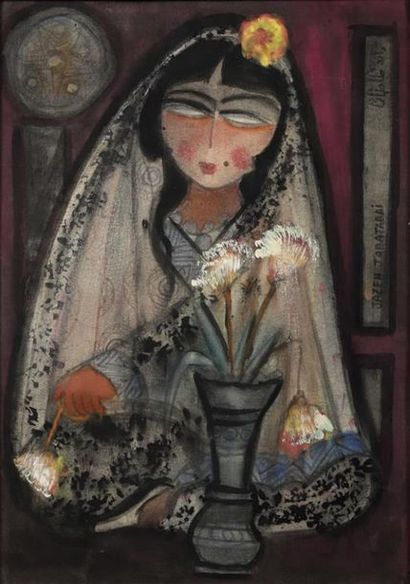 Jazeh TABATABAI (1923-2008). Femme assise...