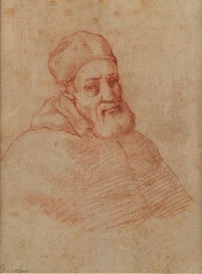 null École ROMAINE vers 1600. Portrait de Pape, peut-être Grégoire XIII. Sanguine....
