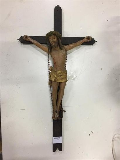 Christ en bois polychrome, Espagne ?, 19ème...