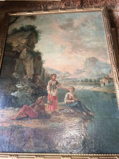 null Ecole française XVIIIe siècle.
Les pêcheurs.
Huile sur toile.
74 x 55 cm.
En...