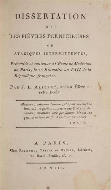 ALIBERT (Jean-Louis). Dissertation sur les...