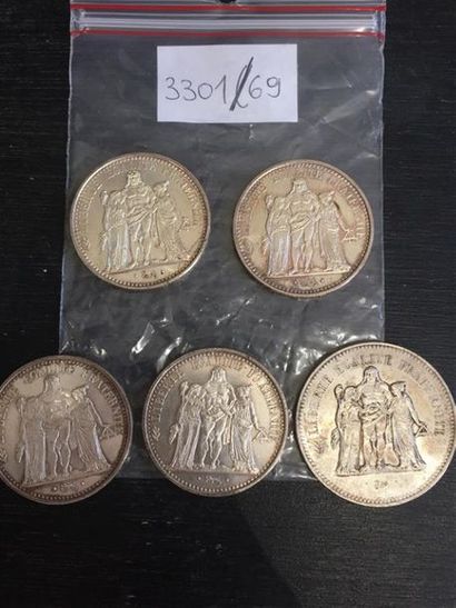 Lot de pièces en argent : - 50 F, 1976 -...