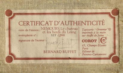 null BERNARD BUFFET (1928-1999) (d'après).
Tapisserie mécanique en laine imprimée...