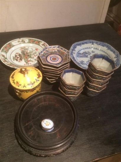 null CHINE
Huit bols et leur sous tasses de forme hexagonale en porcelaine à décor...