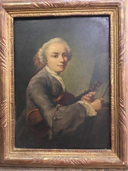 null Copie ancienne d'une oeuvre de Jean-Siméon CHARDIN.
Jeune homme au violon.
Huile...