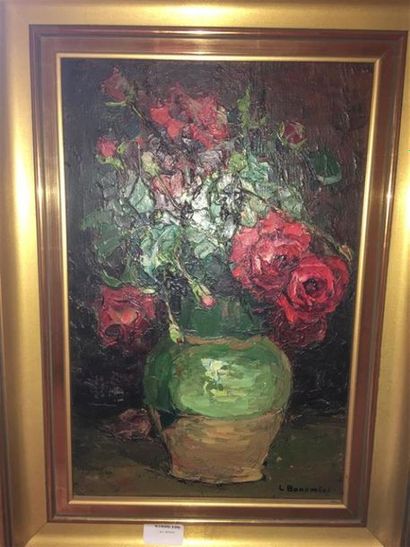 null Louis BONAMISSI (1878-1966).
Bouquet de fleurs dans un vase.
Toile signée en...