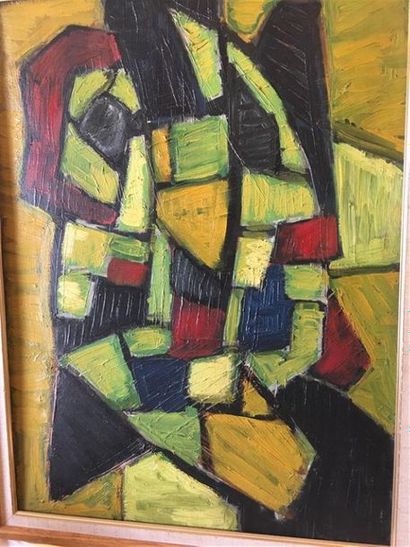 null Ecole MODERNE.
Composition abstraite. 
Toile.
D. : 54 x 73 cm.